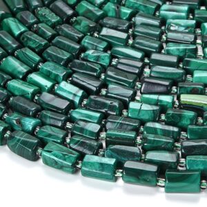Natural Malachite Gemstone Faceted Round Tube 12X8MM Loose Beads (D560)