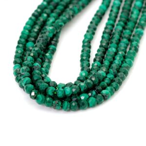 Natural Malachite, Greem Malachite Faceted Rondelle 3mm X 4mm Malachite Gemstone Beads - Rdf74