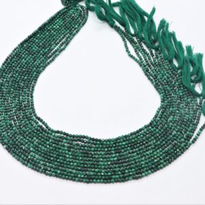 Natural Green Malachite Faceted Round Shape Beads, 2 Mm Malachite Gemstone Beads, 13 Inch Malachite Round Shape Beads Jewelry Making