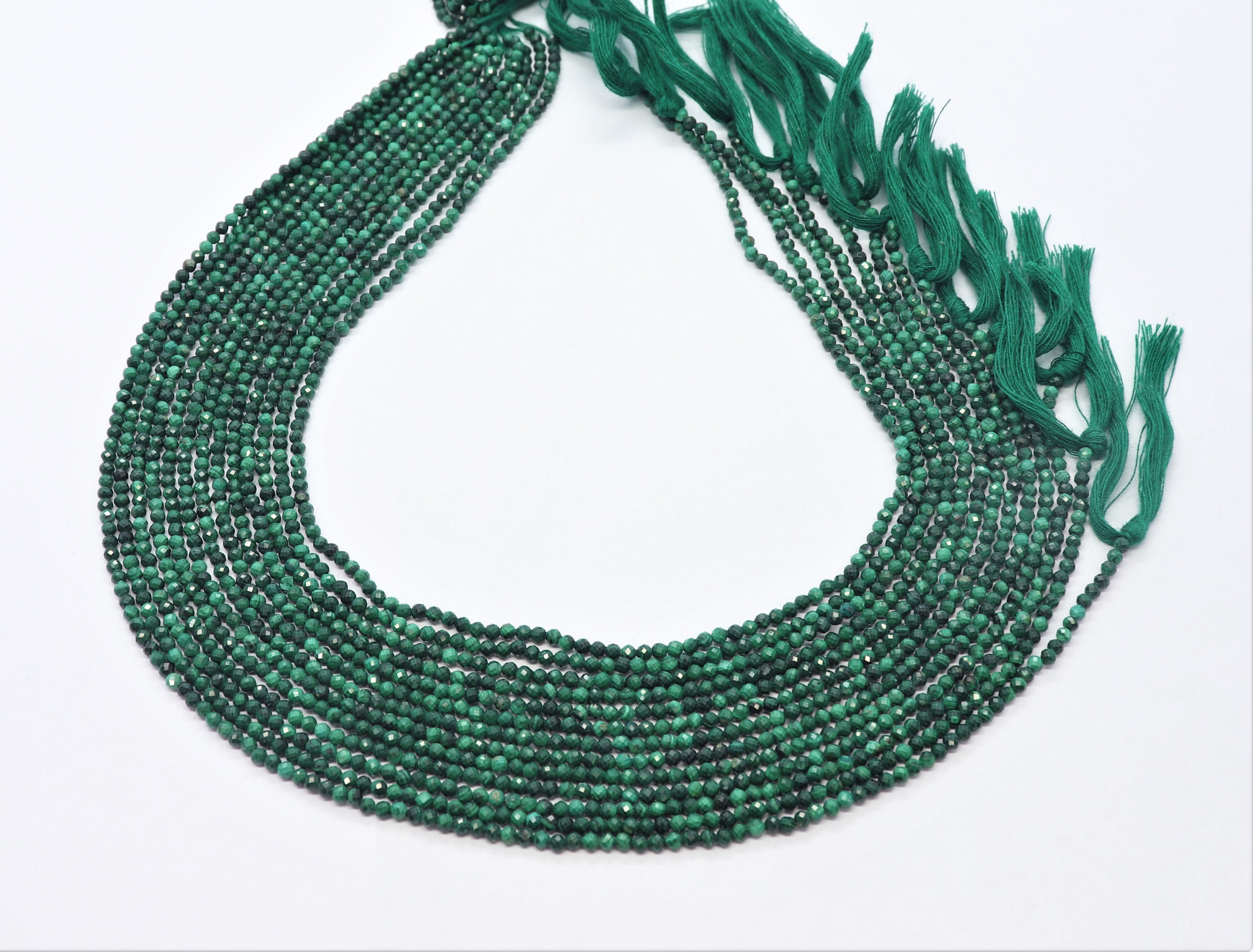 Natural Green Malachite Faceted Round Shape Beads, 2 Mm Malachite Gemstone Beads, 13 Inch Malachite Round Shape Beads Jewelry Making