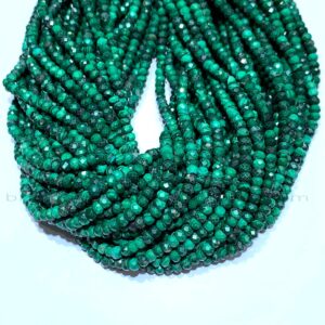 Tiny Malachite Rondelle Beads Micro Faceted 3x2mm 4x3mm Natural Malachite Green Gemstone Genuine Small Malachite Semi Precious Spacer Beads