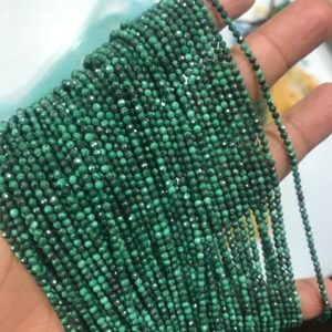 Top Quality 13 Inch MALACHITE 2.5 mm Micro Faceted Gemstone Beads, Natural Green Malachite Beads For Jewelry Making, Healing Stone Beads