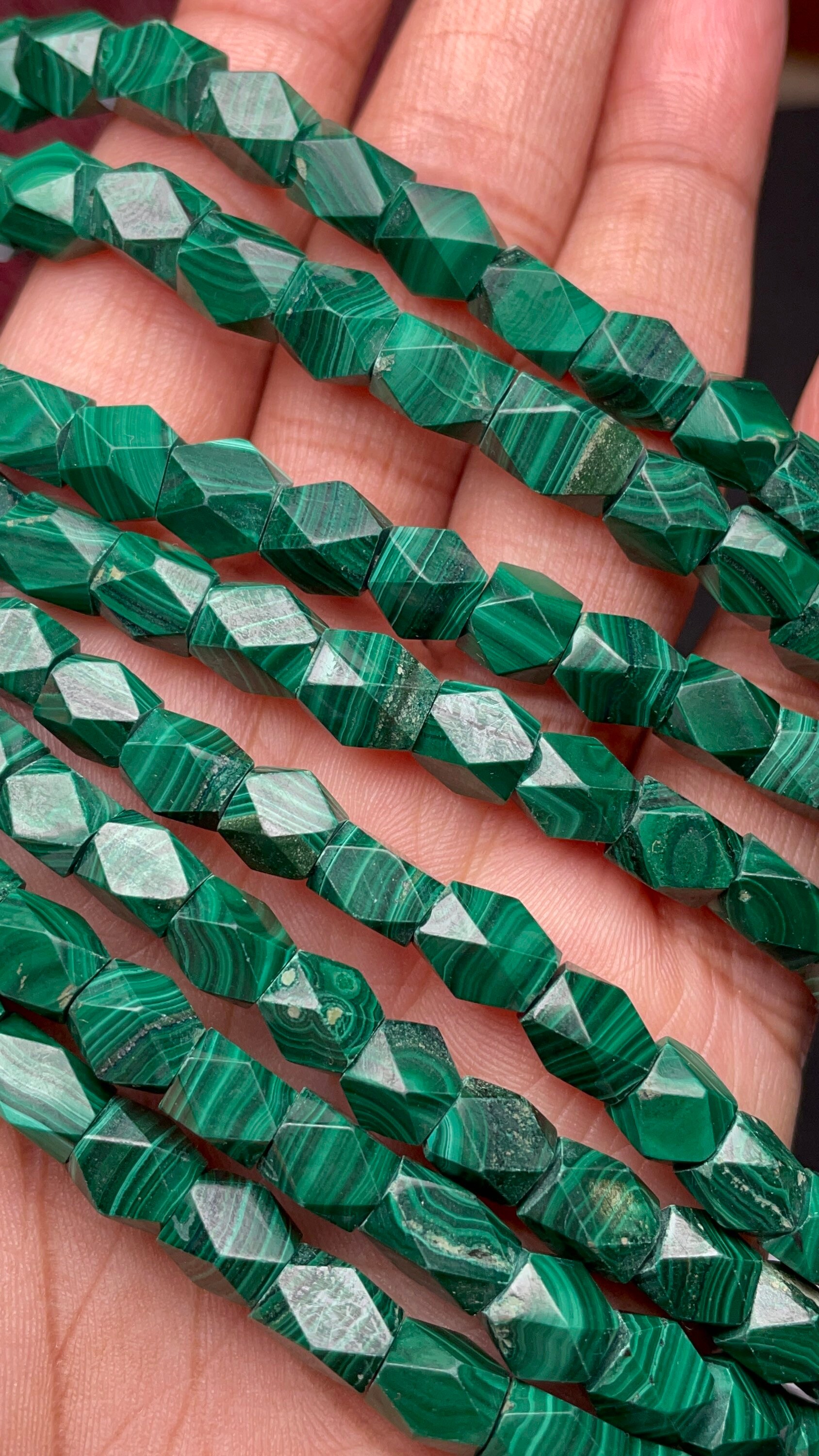 Top Quality Very Long 22 Inch Each Strand  Malachite Faceted  5\8 Mm Approx Beads,natural Malachite Beads