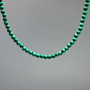 Malachite Crystal Beaded Choker: 4mm Gemstone Necklace