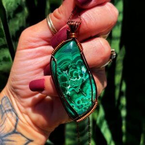 Malachite Necklace for Protection, Healing, and Transformation - heart chakra stone - malachite crystal