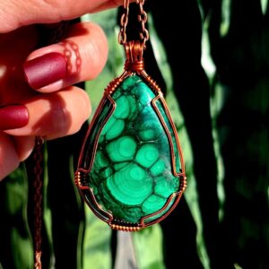 Malachite Necklace for Protection, Healing, and Transformation - heart chakra stone - malachite crystal