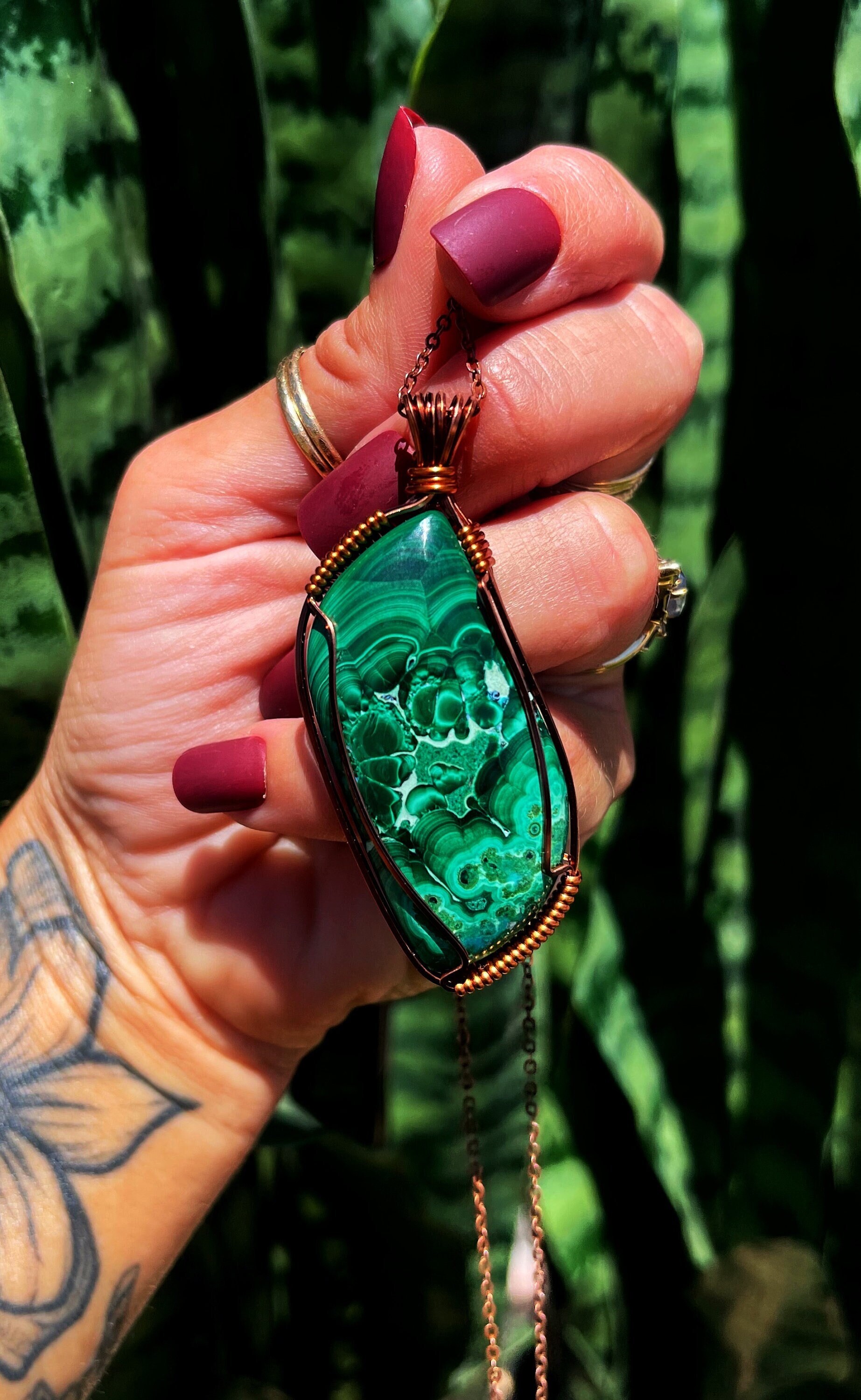 Malachite Necklace For Protection, Healing, And Transformation - Heart Chakra Stone - Malachite Crystal