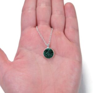 Green Malachite Silver Plated Necklace 18" Crushed Stone Necklace