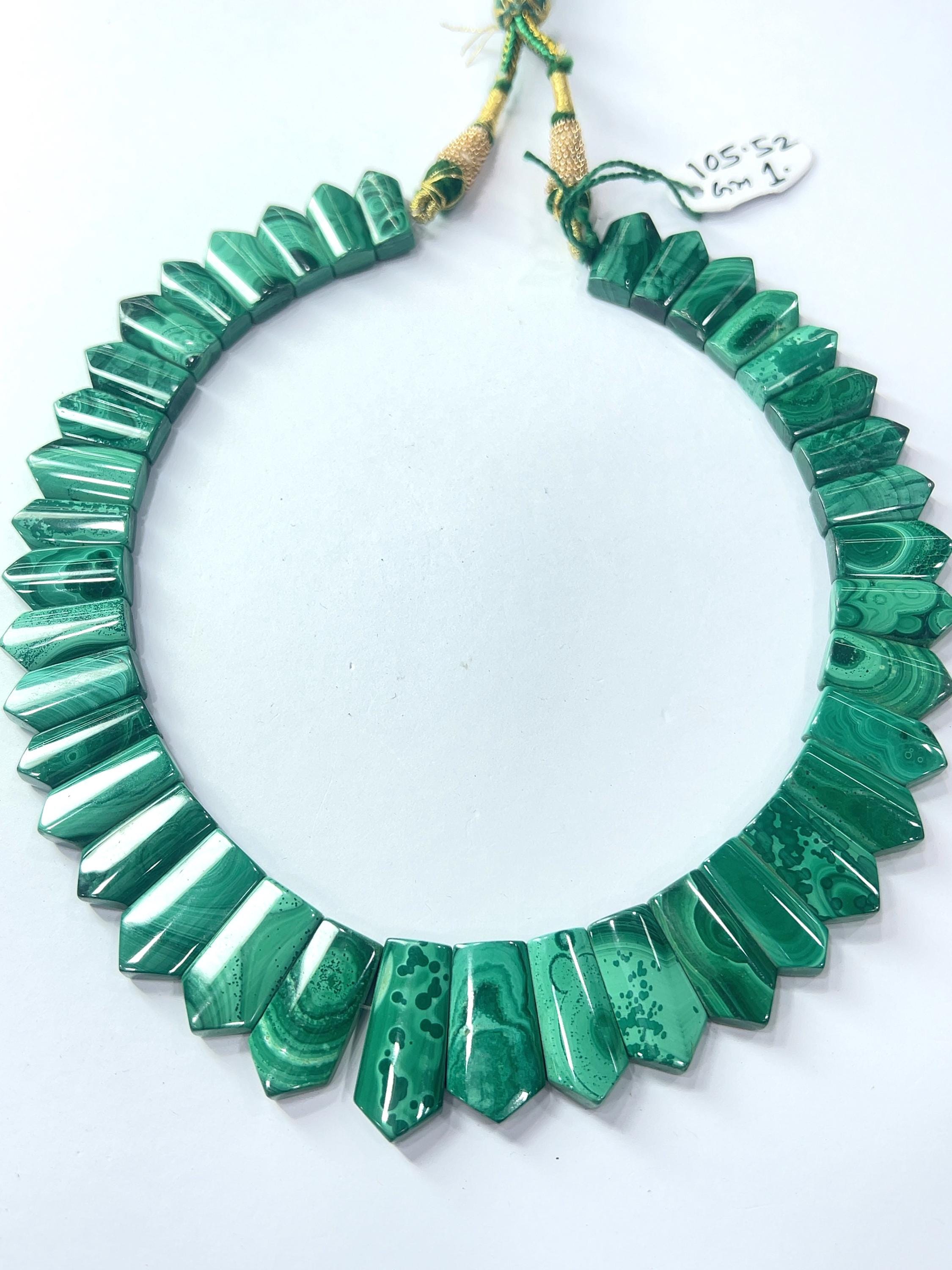 Handmade Malachite Choker Necklace: Boho Gemstone Jewelry, 16" Handmade Malachite Choker Necklace: Boho Gemstone Jewelry, 16"