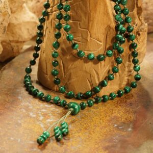 Malachite Mala Necklace • Dainty Necklace • 4mm • Genuine Malachite • Healing Mala Necklace • 108+1 • Minimalist Mala Necklace • Ag4736