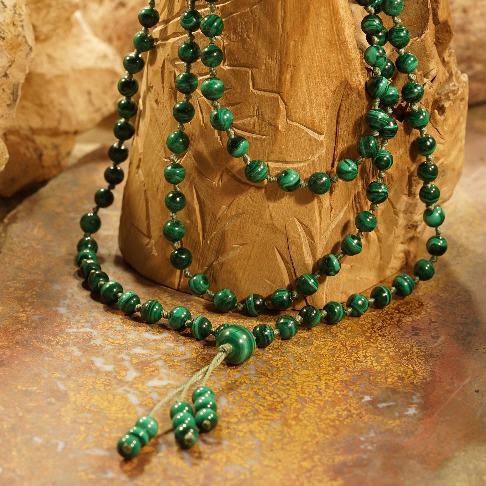 Malachite Mala Necklace • Dainty Necklace • 4mm • Genuine Malachite • Healing Mala Necklace • 108+1 • Minimalist Mala Necklace • Ag4736