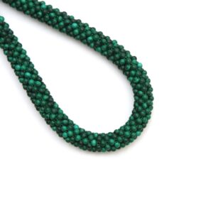 Malachite Microsmooth Beads Rope Necklace, Natural Green Gemstone Choker, 925 Sterling Silver Clasp, Elegant Beaded Malachite Jewelry Gift