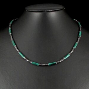 Natural Malachite Mens Necklace, Gift for Men, Mens Gemstone Necklace, Mens Beaded Necklace, Malachite Mens Necklace, Mens Choker + Gift Box