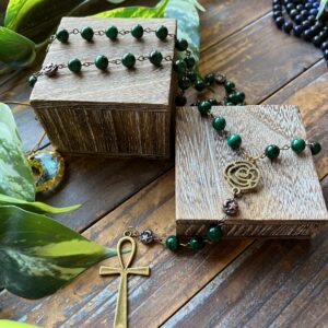 Malachite Rosary - Attuned To Goddess Hathor - Prayer Beads, Crystals, Mala, Jewelry, Necklace