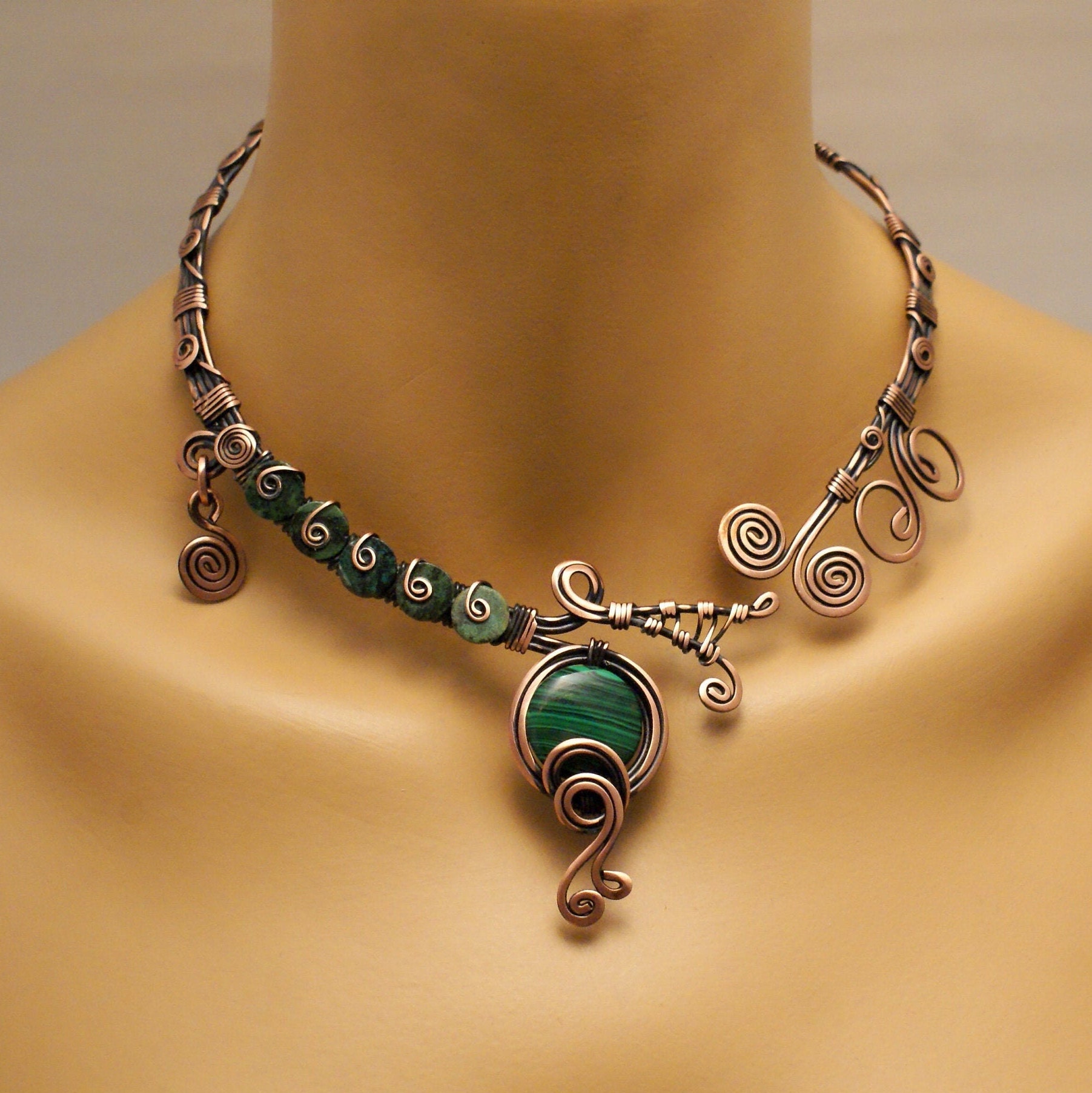 Statement Malachite Necklace, Open Necklace, Copper Necklace For Women, Green Stone Necklace, Copper Jewelry, Malachite Choker Necklace Statement Malachite Necklace, Open Necklace, Copper Necklace For Women, Green Stone Necklace, Copper Jewelry, Malachite Choker Necklace