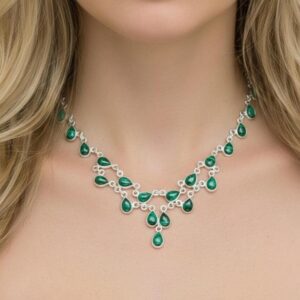 Teardrop Malachite Choker, 925 Sterling Silver Gemstone Necklace