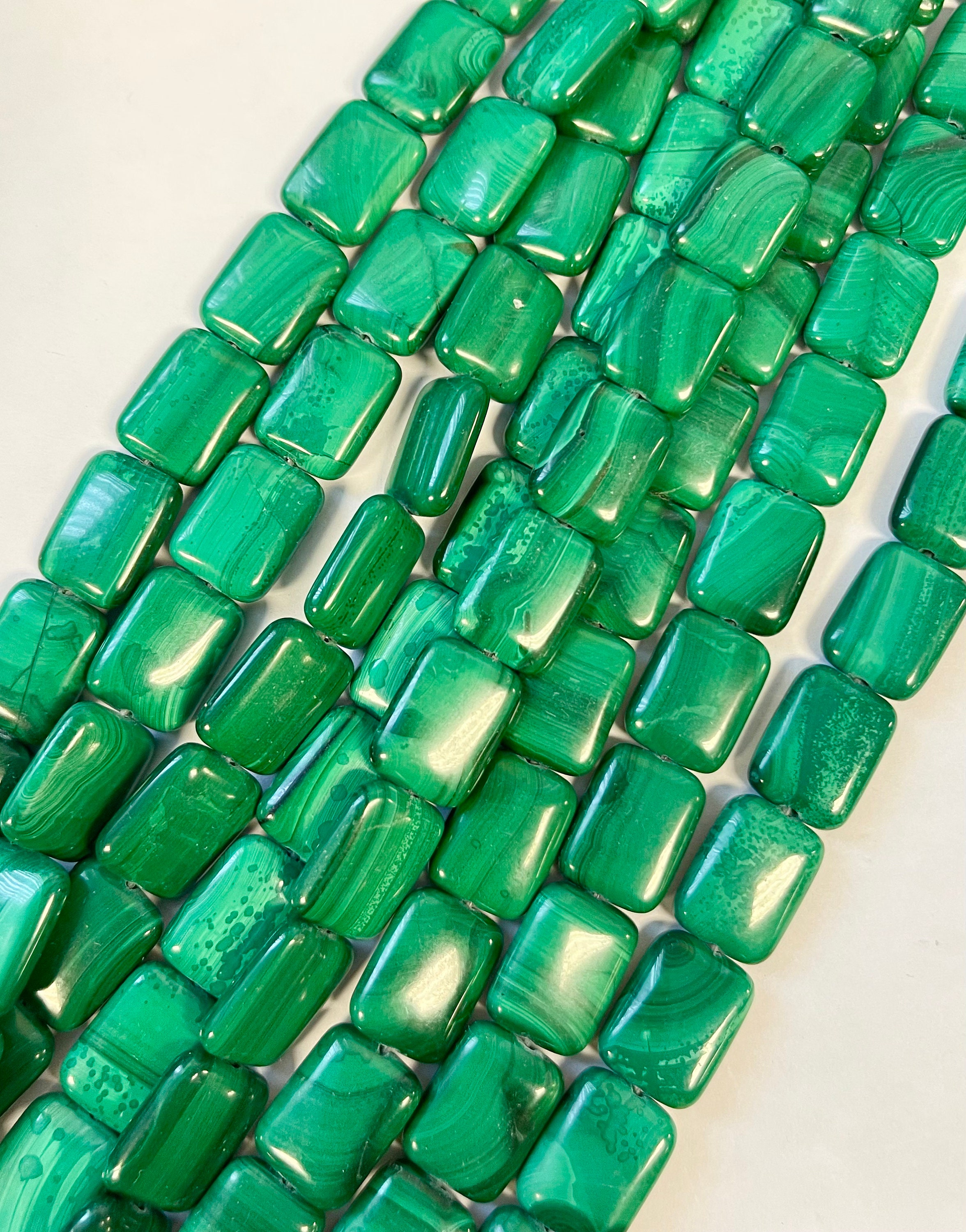 100% Natural Green Malachite Smooth Rectangle Beads 16x12x5mm Gemstone From Congo 15.5" Strand