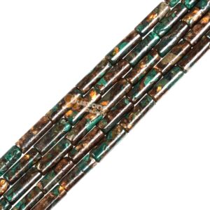 13mm Copper Malachite Cylinder Tube Loose Gemstone Beads 15"