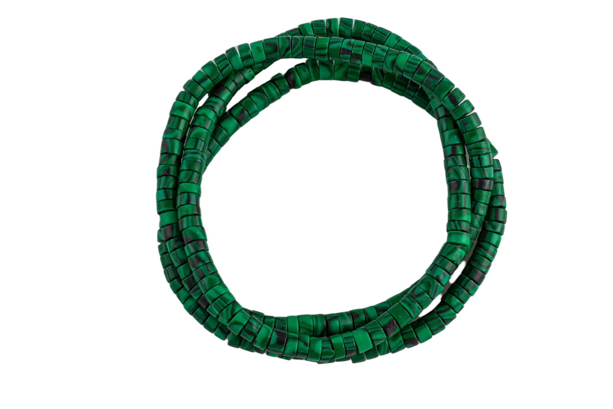 Malachite - 2x4mm Heishi Stretchy Bracelet- 7 Inches