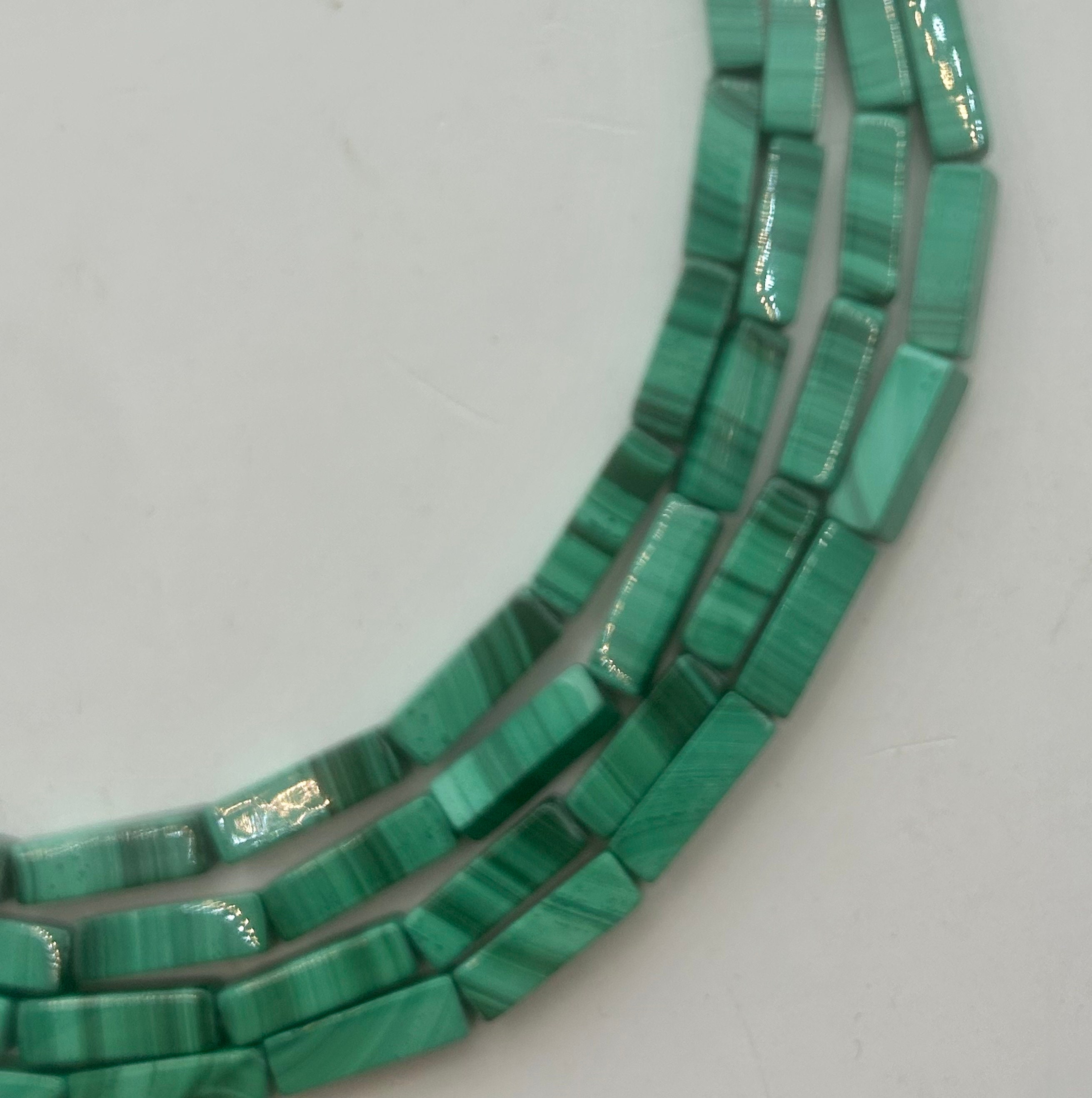4x13mm Rectangle/cube Malachite Gemstone Beads. Full 16” Strand Of Banded Green Malachite Beads, 31 Per Strand. 4x13mm Rectangle/cube Malachite Gemstone Beads. Full 16” Strand Of Banded Green Malachite Beads, 31 Per Strand.
