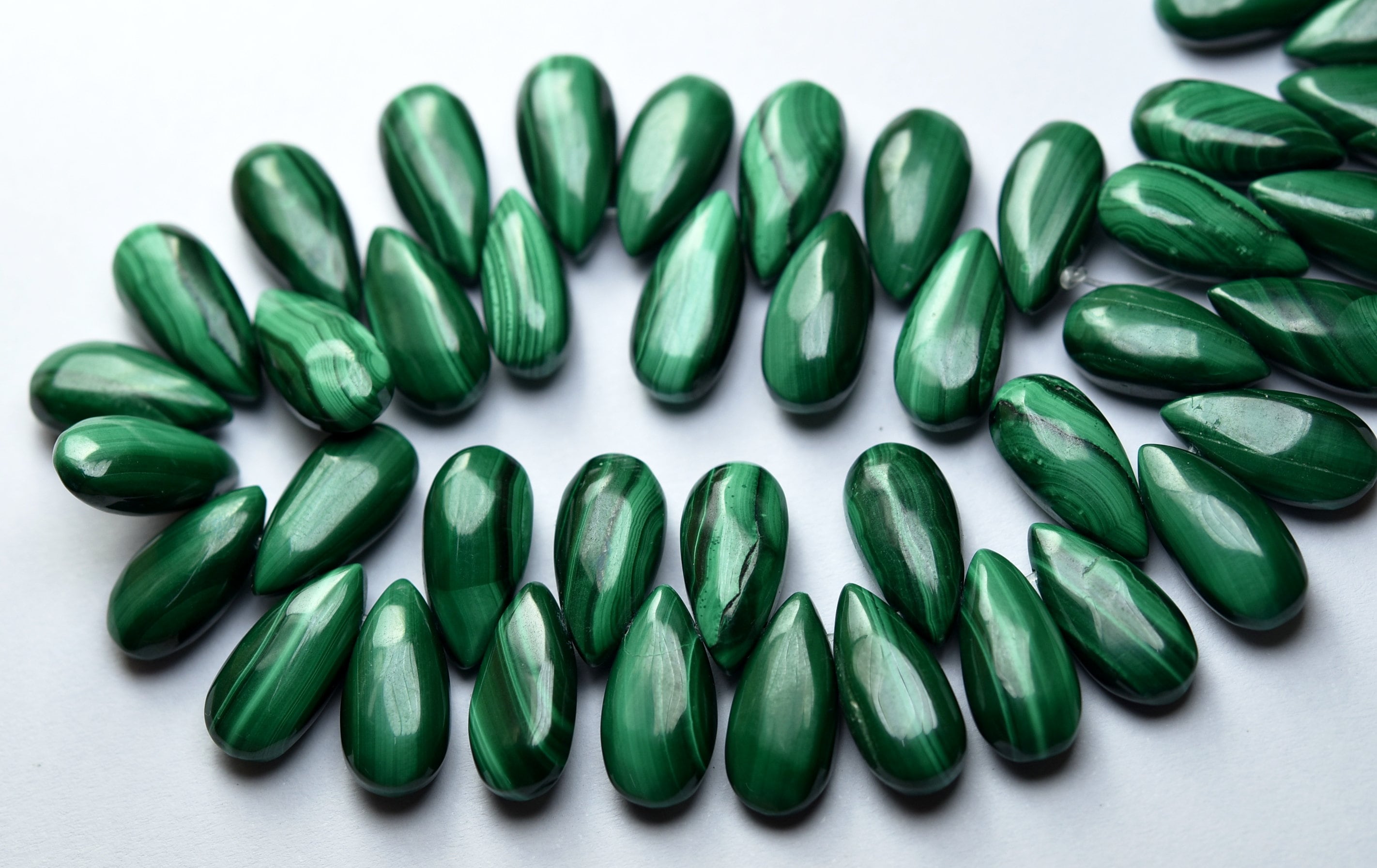 5 Matched Pair, Finest Quality, Natural Malachite Smooth Pear Shape Briolettes, Size 15x7mm 5 Matched Pair, Finest Quality, Natural Malachite Smooth Pear Shape Briolettes, Size 15x7mm