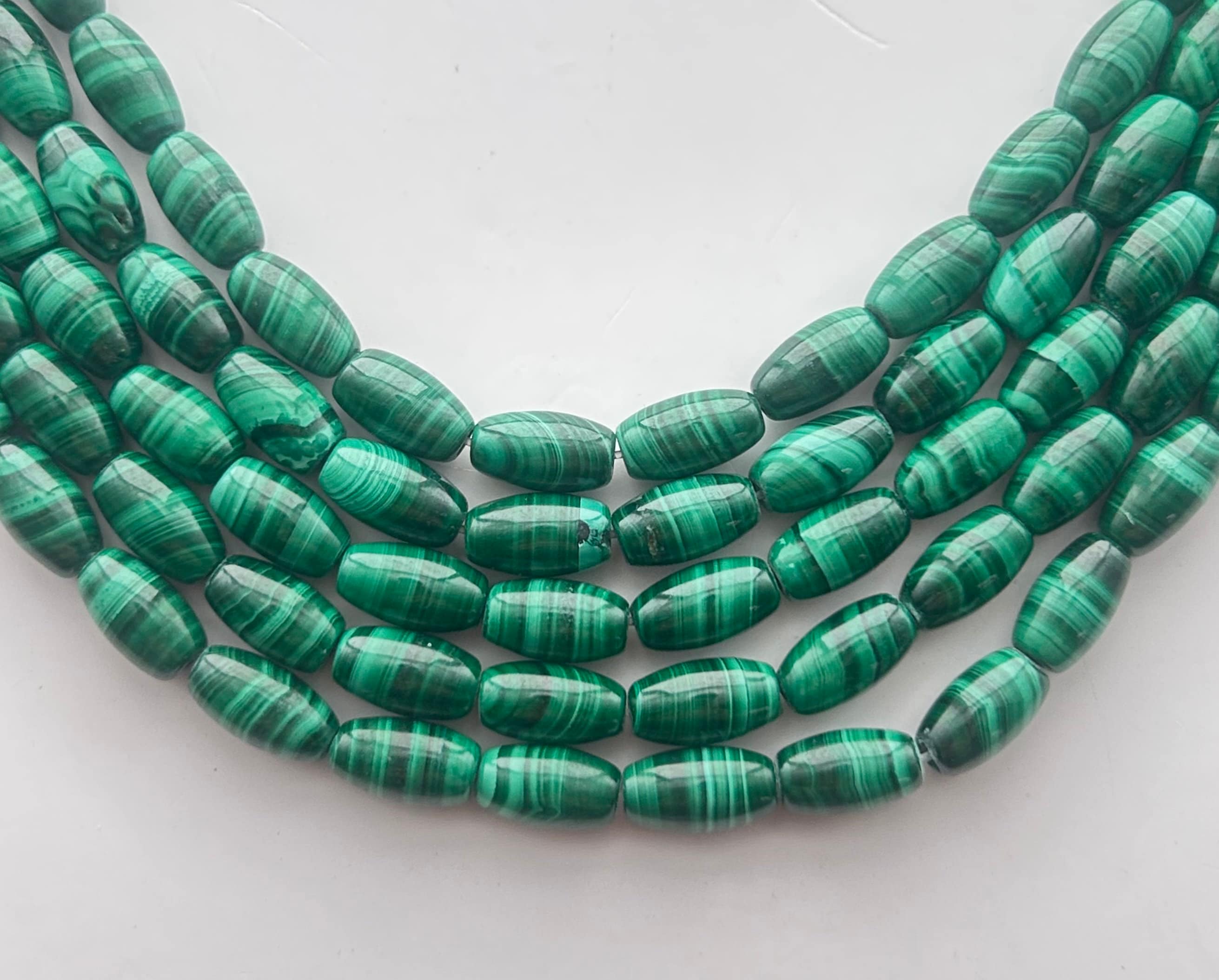 5x9mm Rice Malachite Gemstone Beads. Full 15" Strand Of Banded Green Malachite Beads, Approx. 44 Per Strand. 5x9mm Rice Malachite Gemstone Beads. Full 15" Strand Of Banded Green Malachite Beads, Approx. 44 Per Strand.