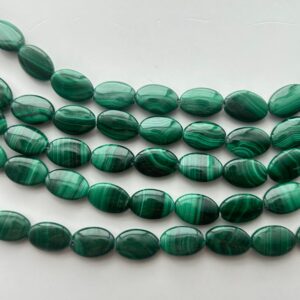 8x12mm Flat Oval Malachite Gemstone Beads. Full 15" Strand Of Banded Green Malachite Beads, Approx. 33 Per Strand. 8x12mm Flat Oval Malachite Gemstone Beads. Full 15" Strand Of Banded Green Malachite Beads, Approx. 33 Per Strand.