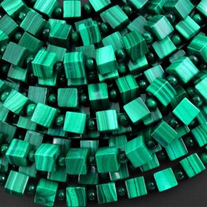 Aaa Natural Green Malachite Smooth Cube Dice Beads Gemstone From Congo 15.5" Strand Aaa Natural Green Malachite Smooth Cube Dice Beads Gemstone From Congo 15.5" Strand
