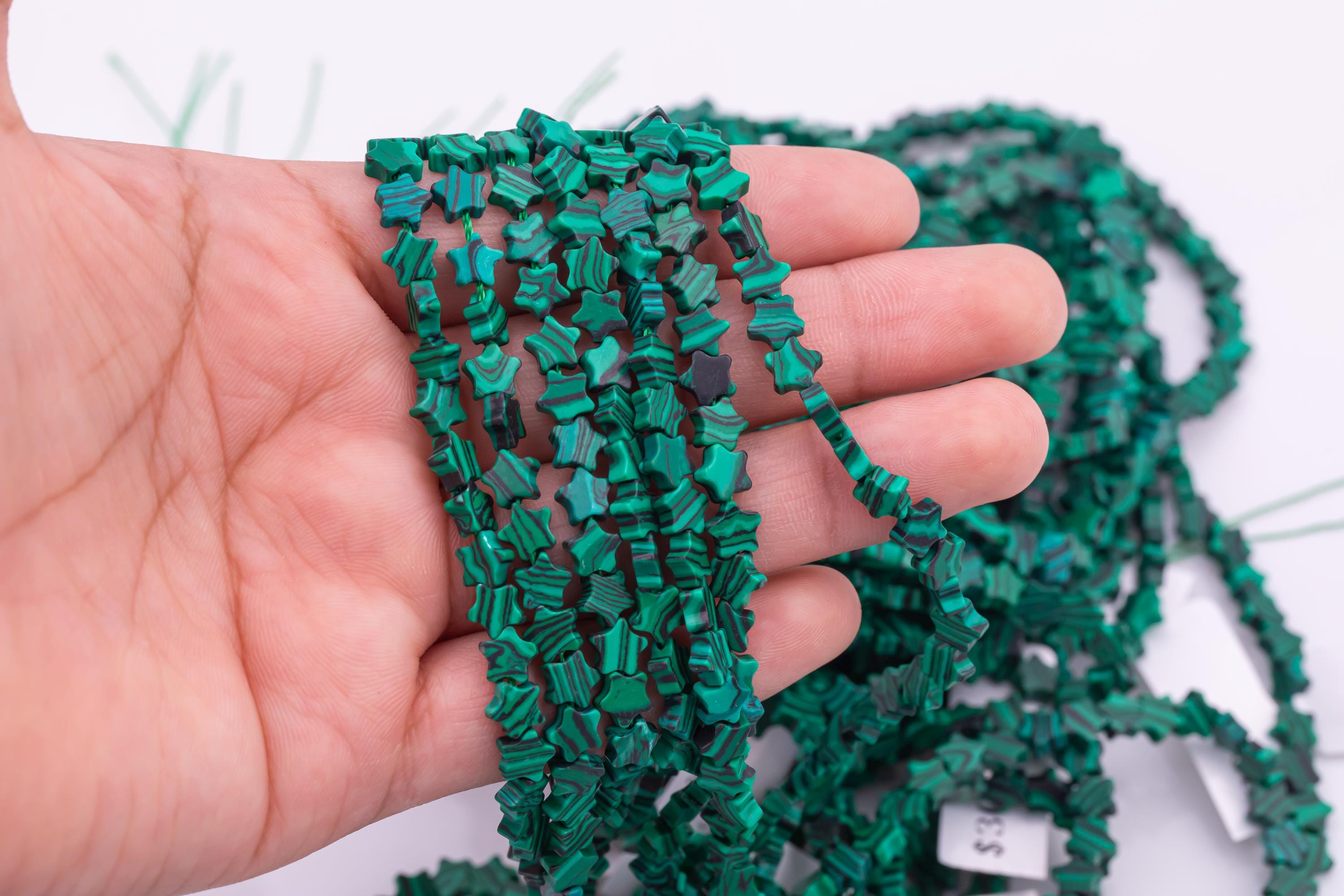 Malachite Beads 6mm Star Shaped Real Gemstone 15" Strand Smooth Gemstone Beads Malachite Beads 6mm Star Shaped Real Gemstone 15" Strand Smooth Gemstone Beads