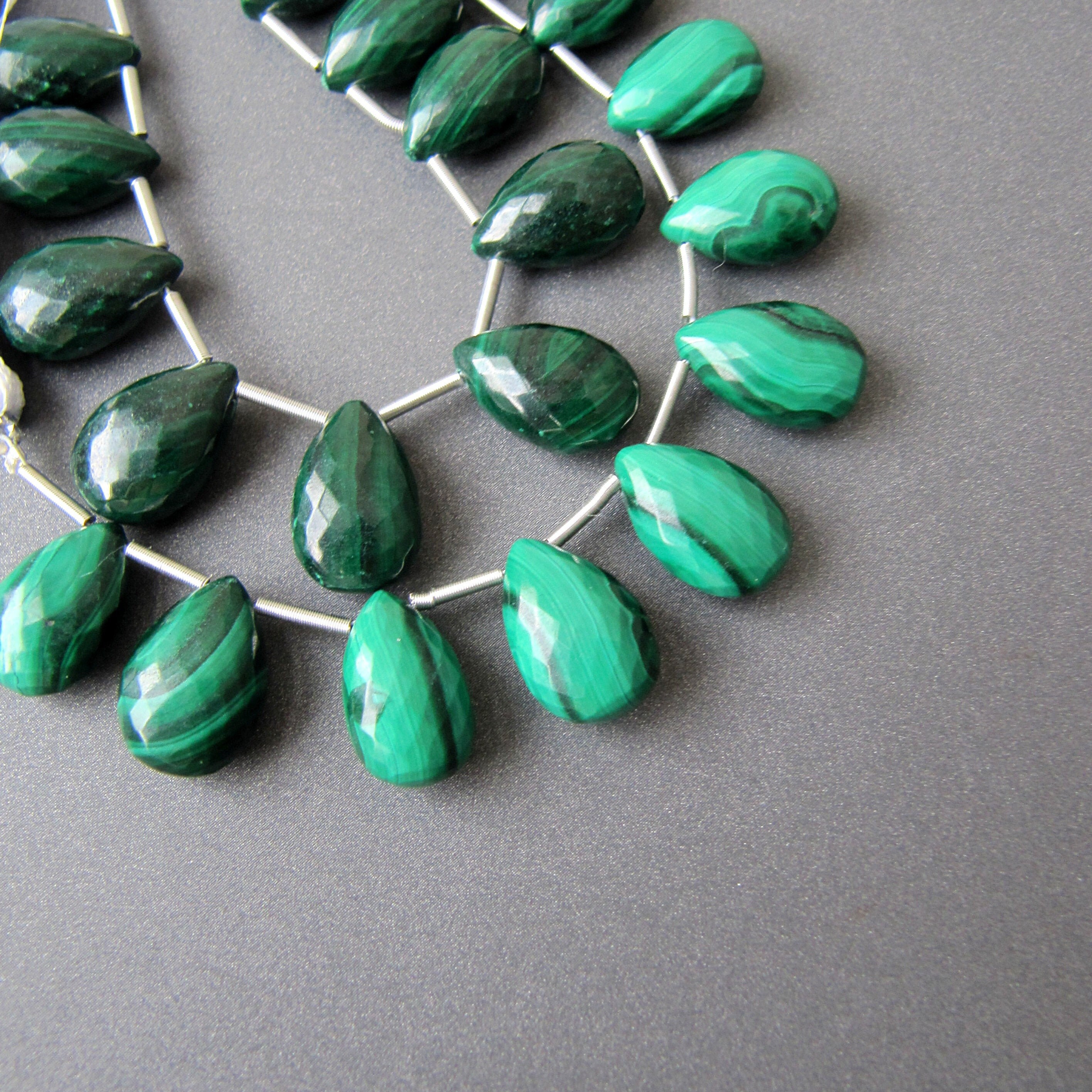 Malachite Drops • 13-14x9mm • Pairs Available • Flat Pear Briolettes • Aaa Micro Faceted • Natural Gemstone Beads Malachite Drops • 13-14x9mm • Pairs Available • Flat Pear Briolettes • Aaa Micro Faceted • Natural Gemstone Beads