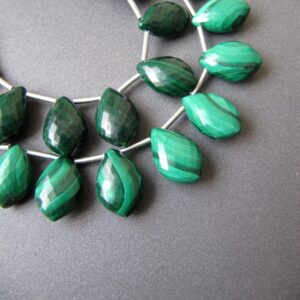 Malachite Drops • 14x9mm • Pairs available • Pointy Flat Pear Briolettes • AAA Micro Faceted • Natural Gemstone Beads Malachite Drops • 14x9mm • Pairs available • Pointy Flat Pear Briolettes • AAA Micro Faceted • Natural Gemstone Beads
