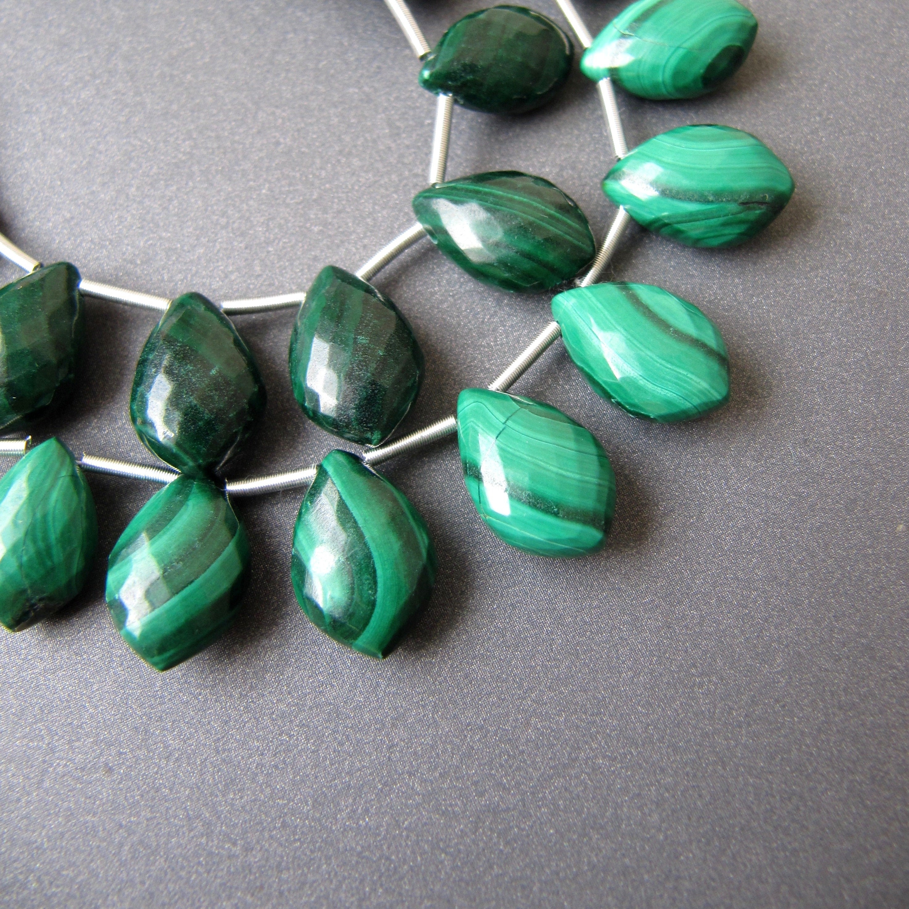 Malachite Drops • 14x9mm • Pairs Available • Pointy Flat Pear Briolettes • Aaa Micro Faceted • Natural Gemstone Beads Malachite Drops • 14x9mm • Pairs Available • Pointy Flat Pear Briolettes • Aaa Micro Faceted • Natural Gemstone Beads