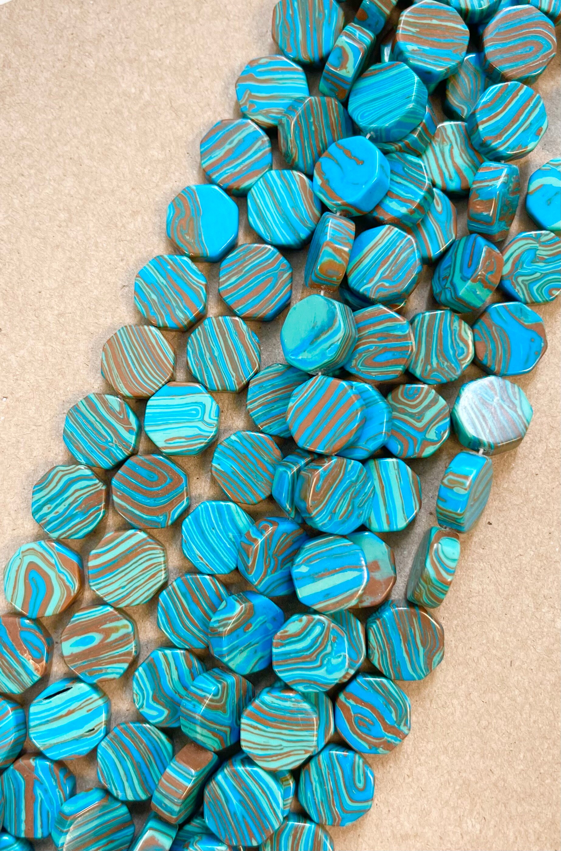 Dyed Malachite 15x6mm Flat Coin Gemstone Beads-- 15.5 Inch Strand