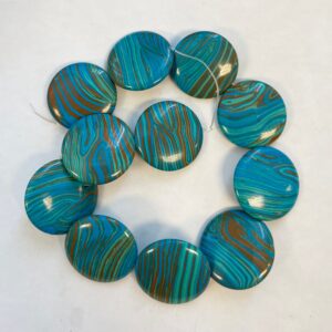 Dyed Malachite 35x8mm Flat Coin Gemstone Beads-- 15.5 inch strand Dyed Malachite 35x8mm Flat Coin Gemstone Beads-- 15.5 inch strand