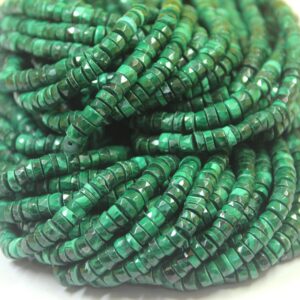 Faceted Malachite Tyre Beads: Green Gemstone Wheel Beads (5-5.5 MM) Faceted Malachite Tyre Beads: Green Gemstone Wheel Beads (5-5.5 MM)