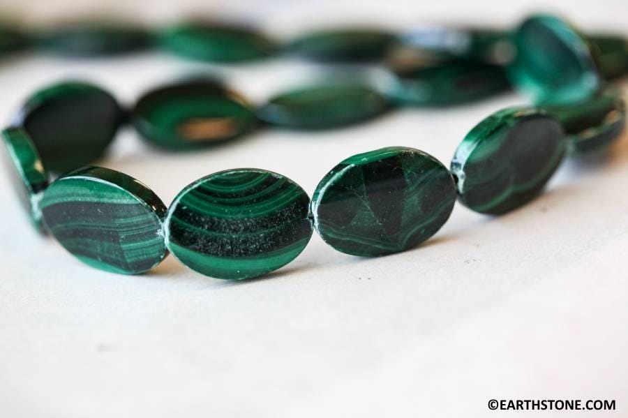 L/ Malachite 13x18mm Flat Oval Beads 16" Strand Natural Gemstone Beads For Jewelry Making (178-1244 A-)