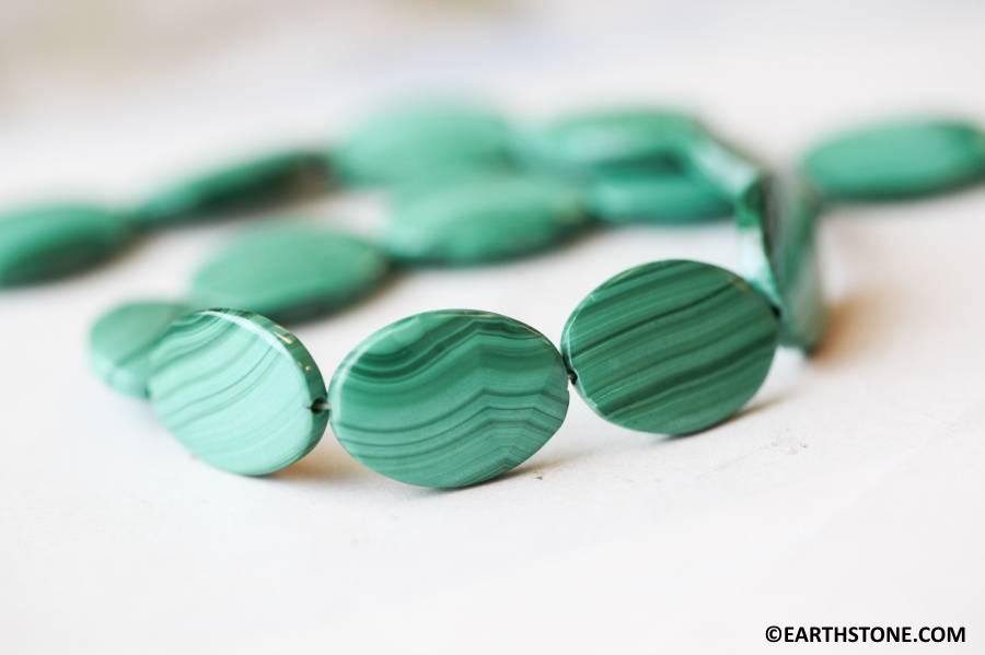 L/ Malachite 13x18mm Flat Oval Beads 16" Strand Natural Gemstone Beads For Jewelry Making (178-1243 A-)
