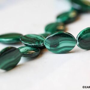 Malachite 13x18mm Flat Oval Beads 16" Strand 178-1323 A Malachite 13x18mm Flat Oval Beads 16" Strand 178-1323 A