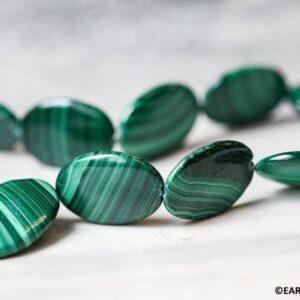 Malachite 18x25mm Flat Oval Beads 16" Strand 178-1248 Malachite 18x25mm Flat Oval Beads 16" Strand 178-1248