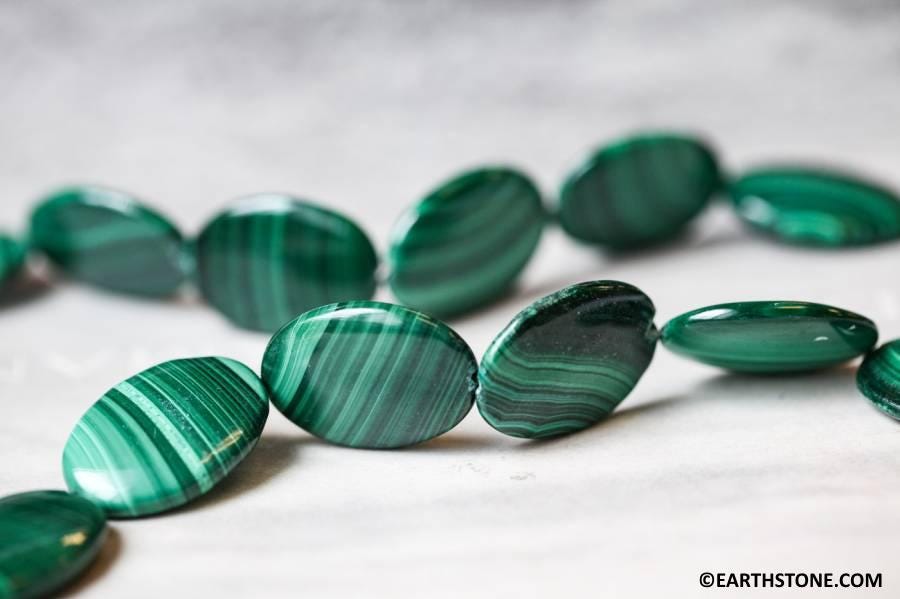 Malachite 18x25mm Flat Oval Beads 16" Strand 178-1248