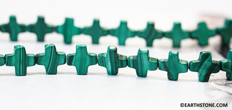M/ Malachite 10mm Cross Beads 16" Strand Natural Gemstone For Jewelry Making M/ Malachite 10mm Cross Beads 16" Strand Natural Gemstone For Jewelry Making