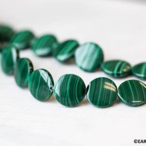 M/ Malachite 12mm/ 10mm Dime Beads 15" Strand Natural Gemstone Beads For Jewelry Making M/ Malachite 12mm/ 10mm Dime Beads 15" Strand Natural Gemstone Beads For Jewelry Making