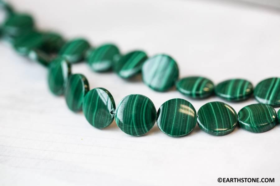 M/ Malachite 12mm/ 10mm Dime Beads 15" Strand Natural Gemstone Beads For Jewelry Making