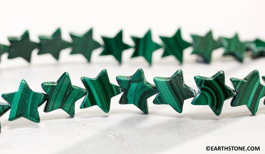 Malachite 14mm/ 15mm Star Beads 15" Strand Size Varies