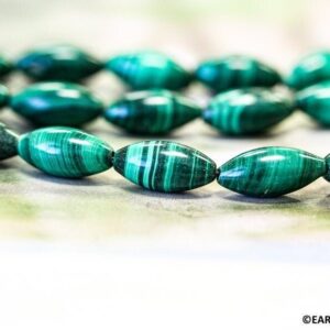 M/ Malachite 8x16mm/ 5x12mm Oval Rice Beads 15.5" Strand Natural Gemstone For Jewelry Making