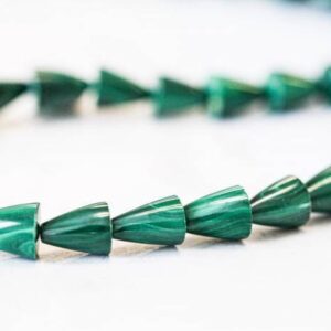 M/ Malachite 8x9mm Coin Beads 15.5" Strand Size Varies Natural Green Gemstone Malachite Cone Shape Beads For Crafts For All Jewelry Making