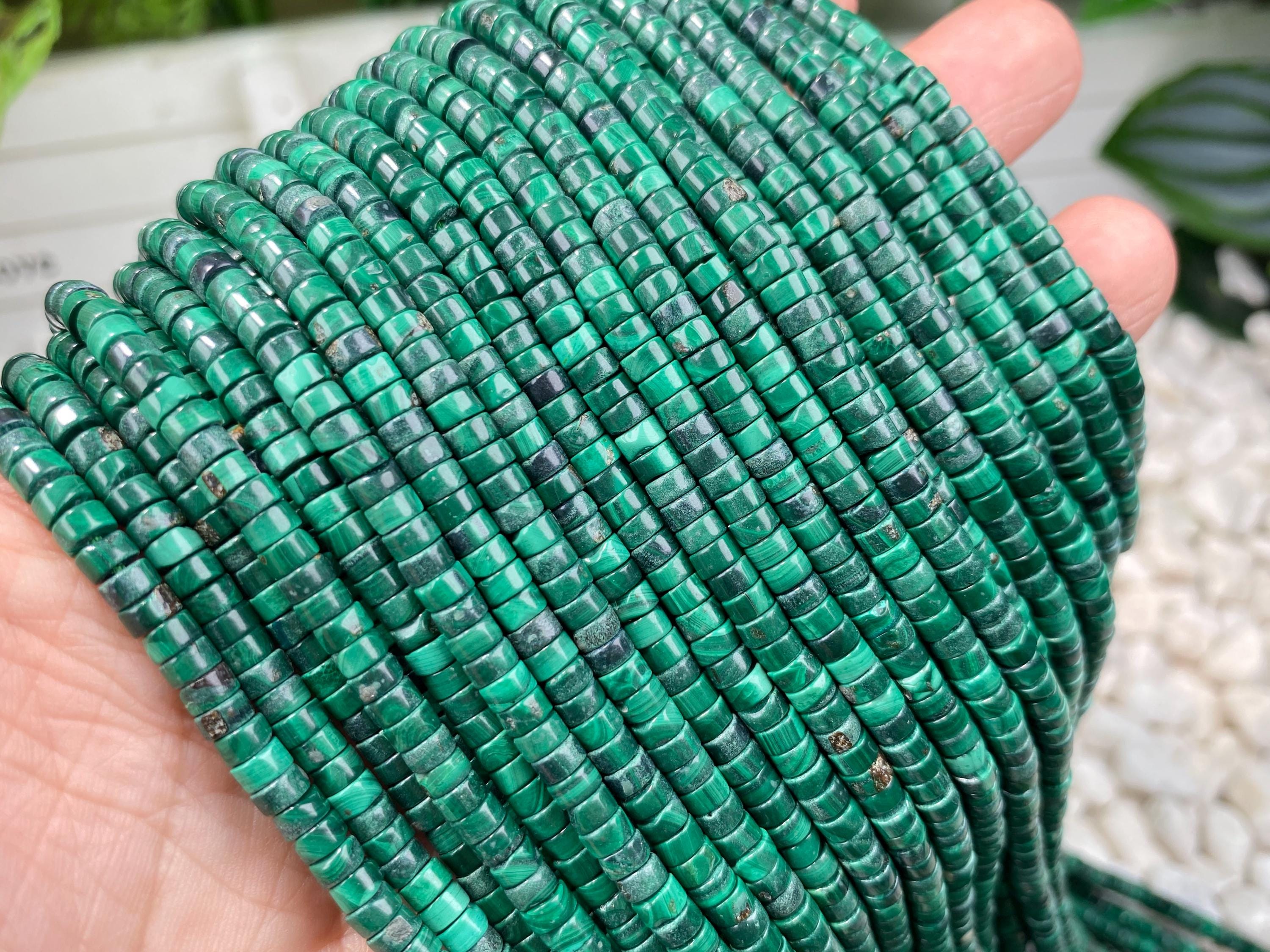 Natural 2x3mm/2x4mm Malachite Flat Rondelle/heishi/disc Beads,crystal Tyre Shape Necklace/bracelet Gemstone Beaded,for Jewelry Making