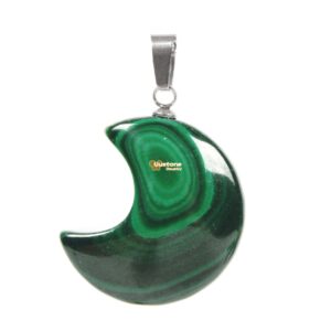 22mm Malachite healing crystal chakra moon pendant bead
