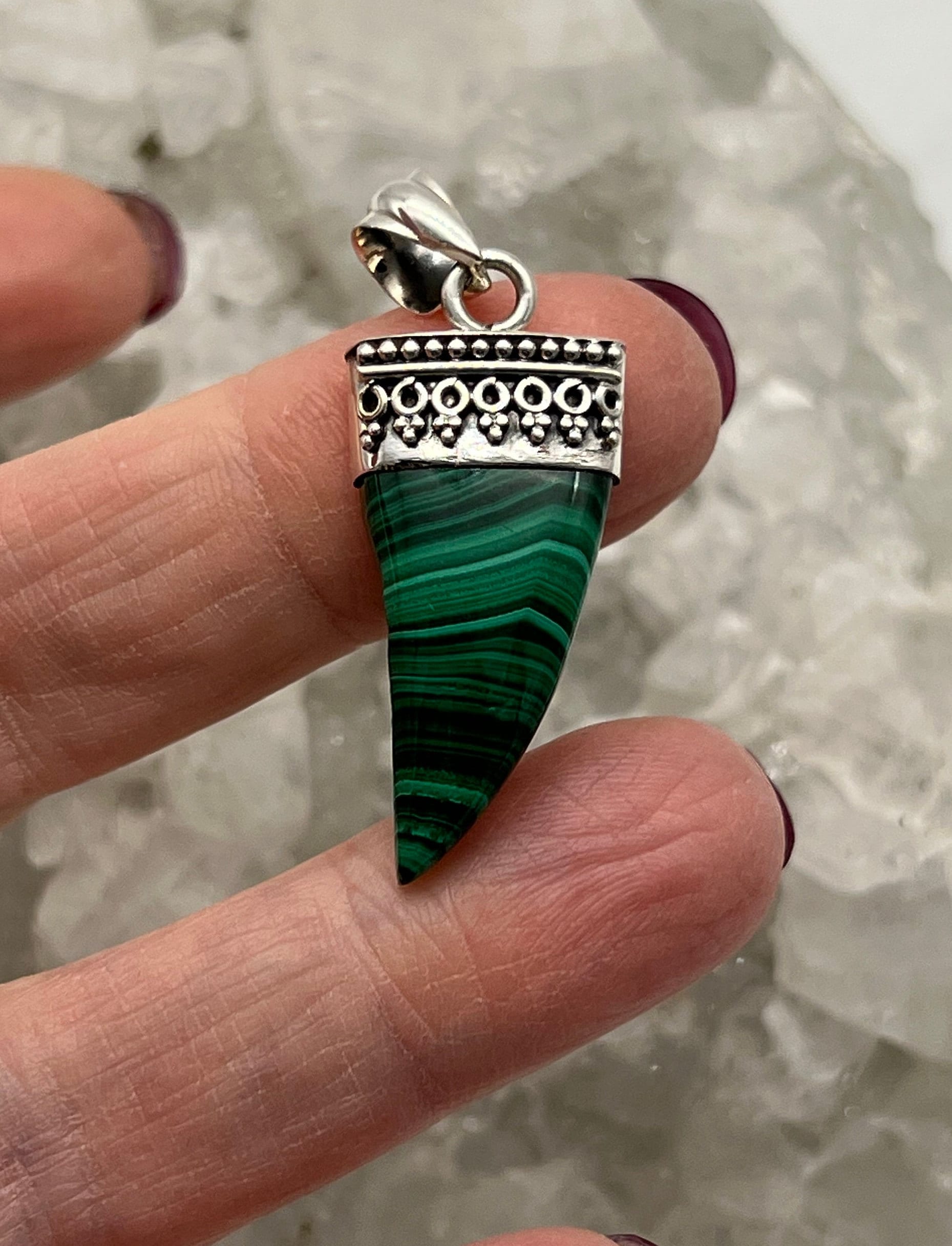 Beautiful Malachite Horn Pendant