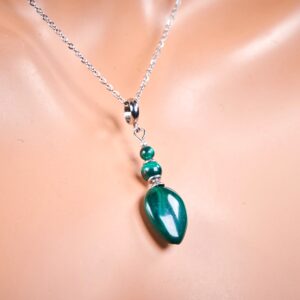 Genuine Real Green Malachite Teardrop Gemstone Pendant
